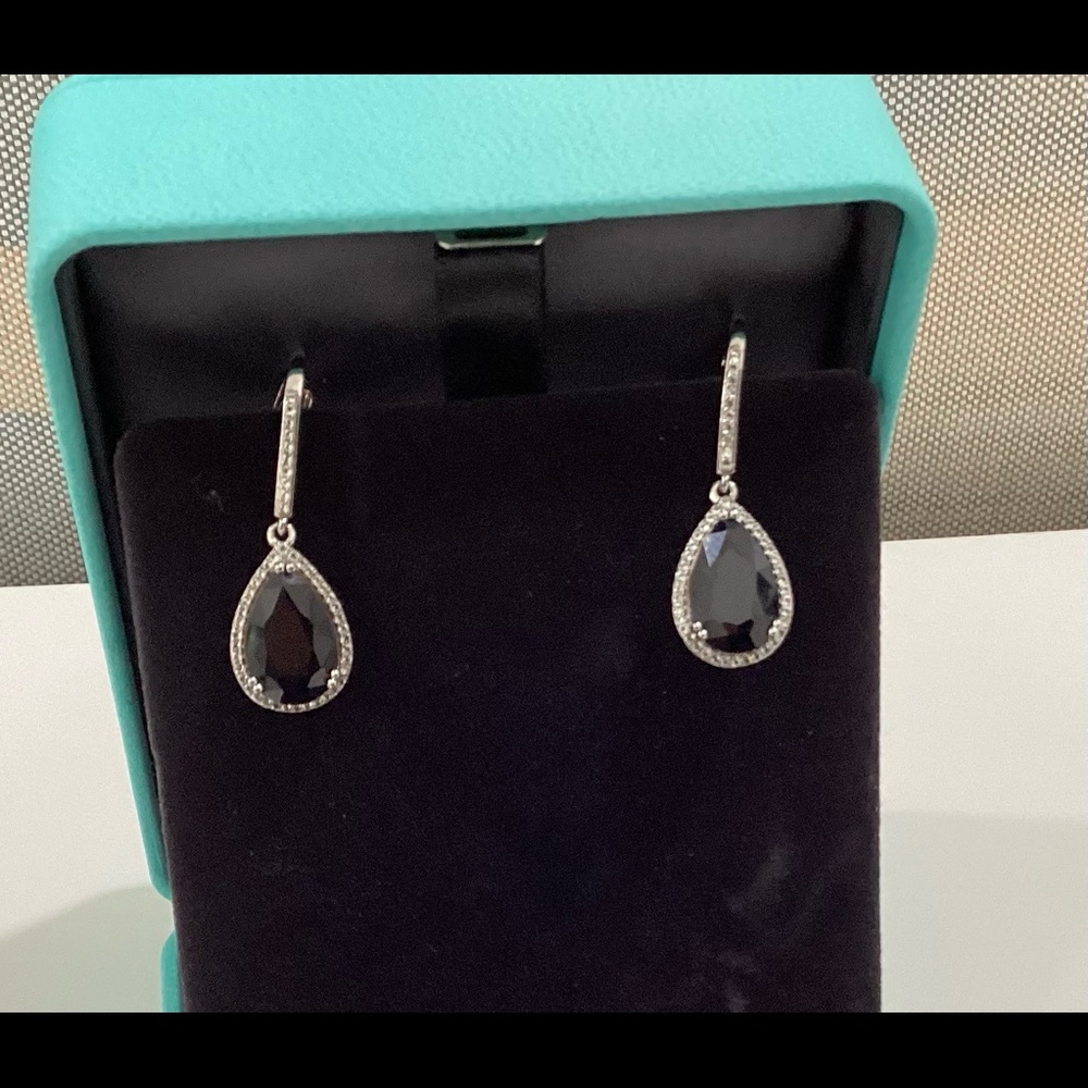 Black Sapphire drop earrings- never worn from Macy’s
